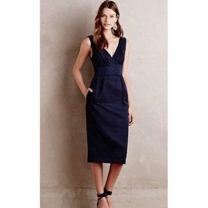 Antrhopologie Erin by Erin Fetherston Blue Simone Jacquard Sheath Midi Dress